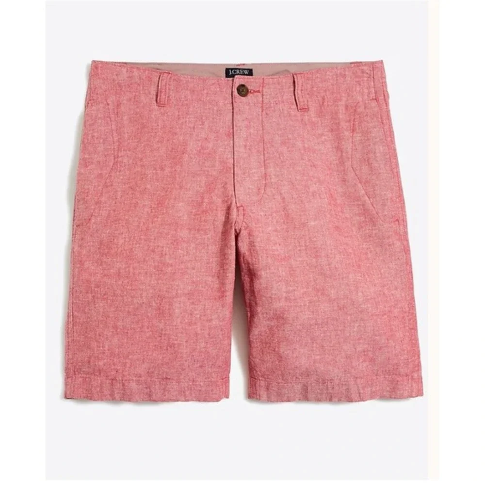 J.Crew Factory Gramercy Linen Cotton Shorts 33 Deep Sunset Coral 9
